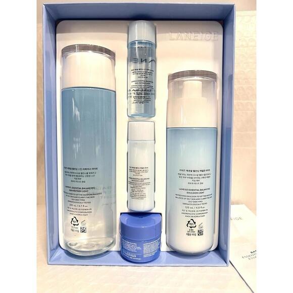 Laneige Essential Balancing Set Light 5pcs: Emulsion,Skin Refiner,Water Mask NIB - Picture 2 of 7